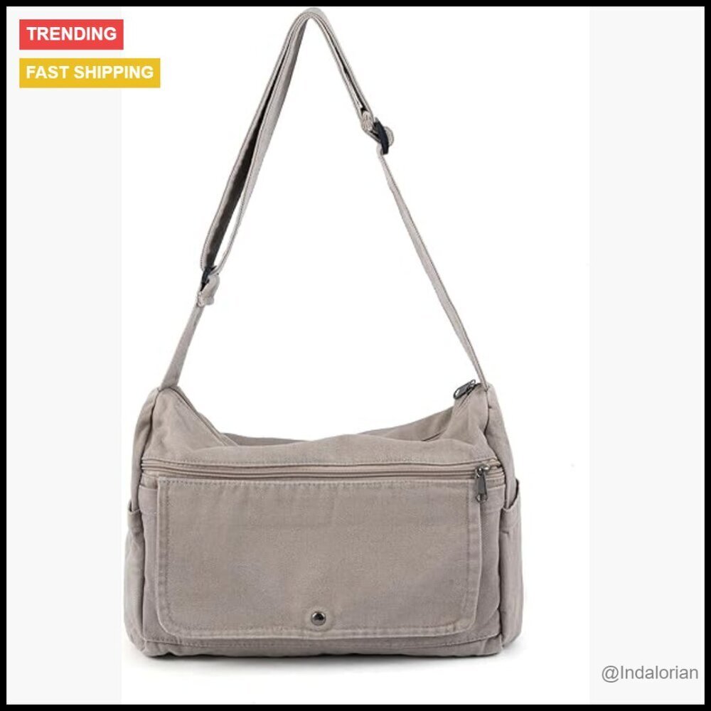 Canvas Messenger Bag Crossbody Tote Vintage Satchel Multiple Pockets Unisex
